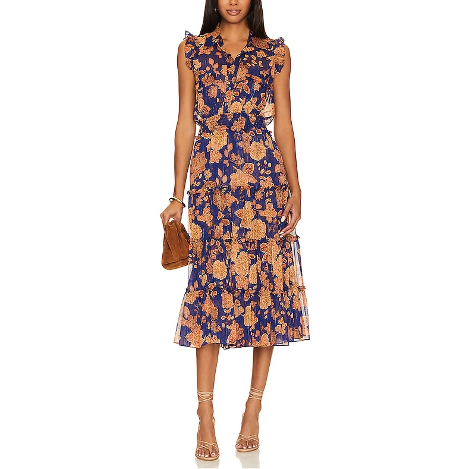Misa Los Angeles Floral Blue Tina Dress Size S
